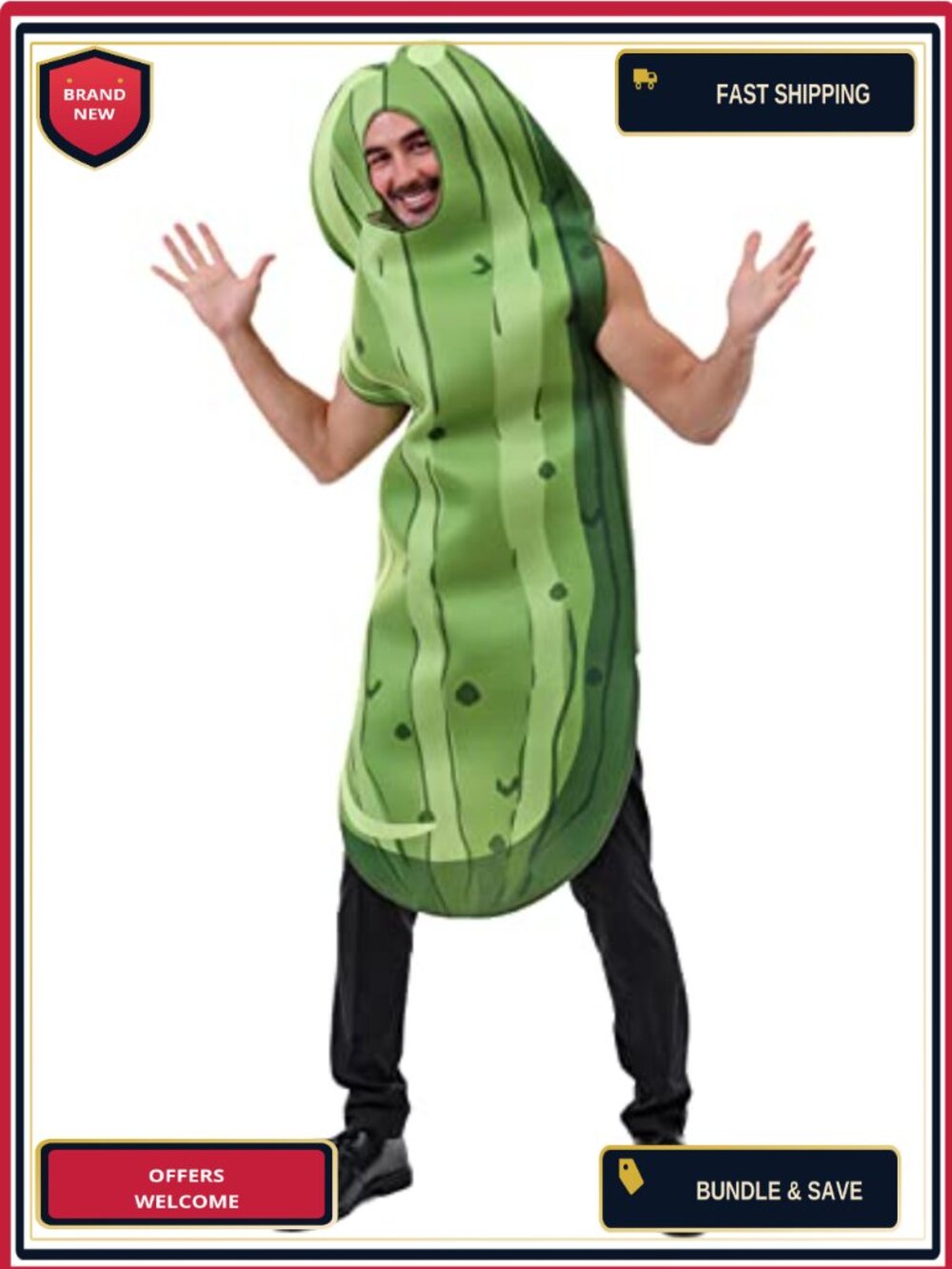 Adult Unisex Pickle Costume Halloween Cucumber Funny Veggie Dress